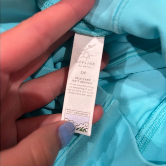 Aerie Real Me Crossover High Rise Shorts in Teal/Light Blue - Picture 5 of 9